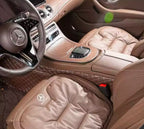 Close-up view of the Velario car cushion showing breathable fabric and ergonomic contours.