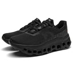 Close-up view of SKYLACE running trainer showing breathable mesh upper and flexible construction