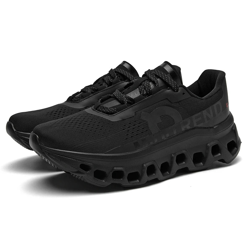 Close-up view of SKYLACE running trainer showing breathable mesh upper and flexible construction