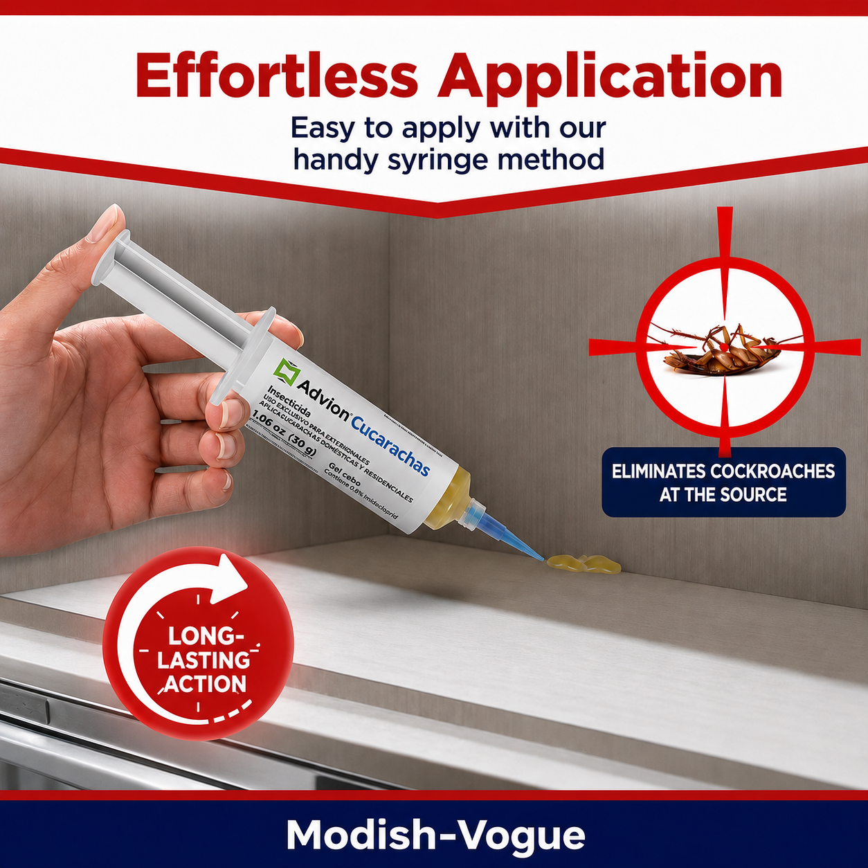 Indoor pest control gel syringe with Indoxacarb active ingredient