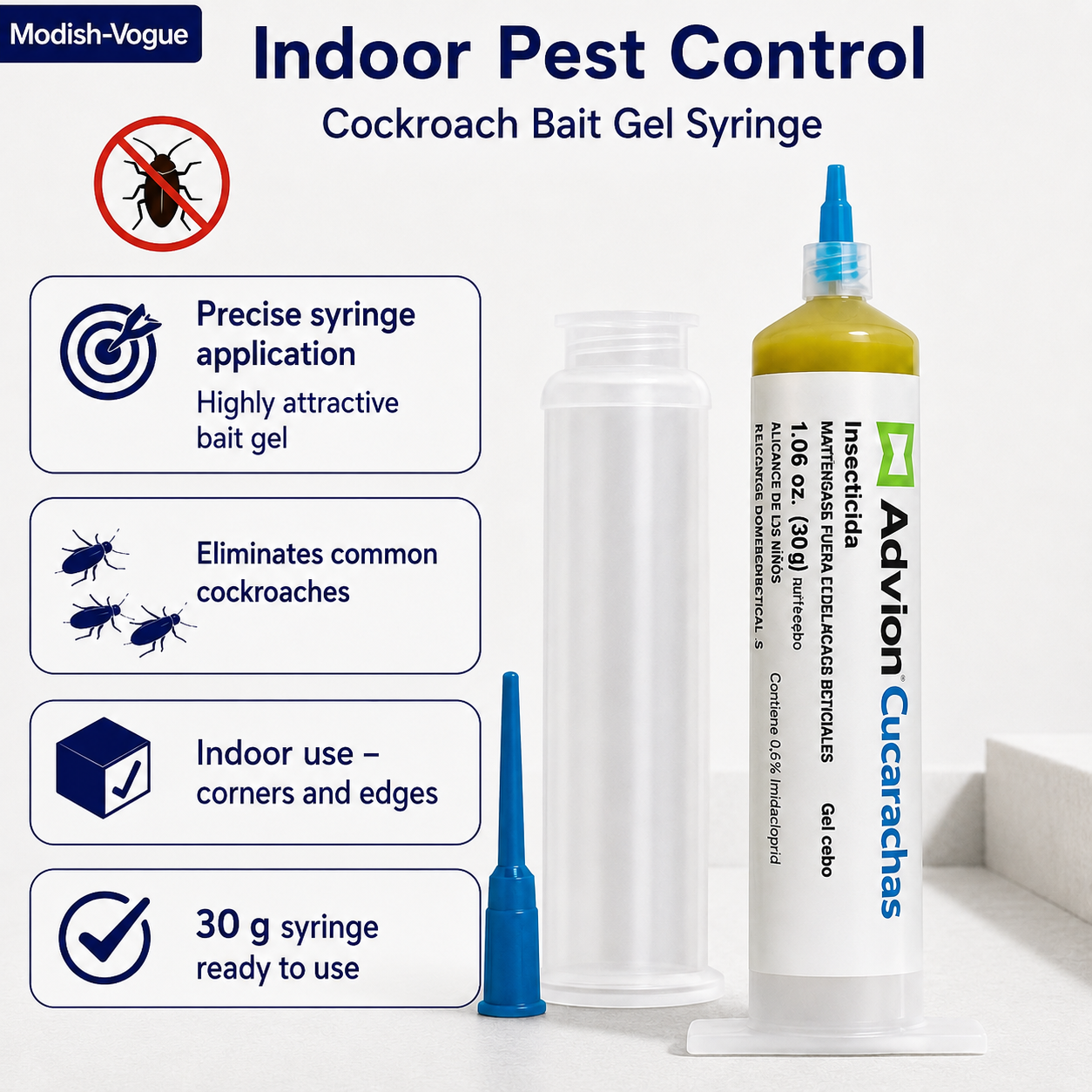 Cockroach gel bait syringe for targeted pest elimination
