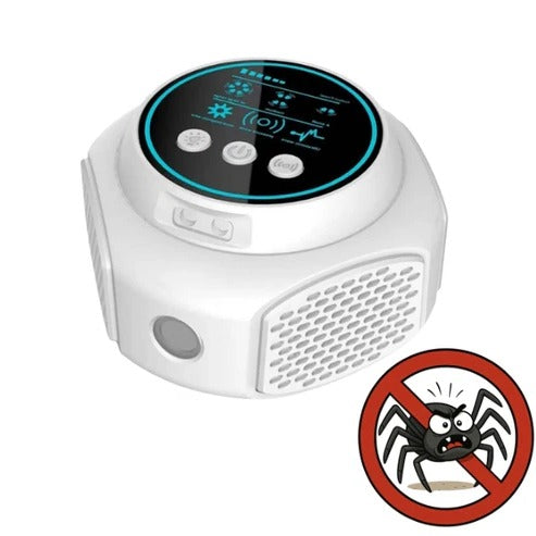 Ultrasonic spider repeller in black colour on neutral background