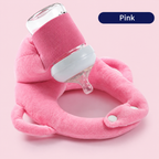 Baby Bottle Holder Pillow in blue velvet with adjustable bottle strap