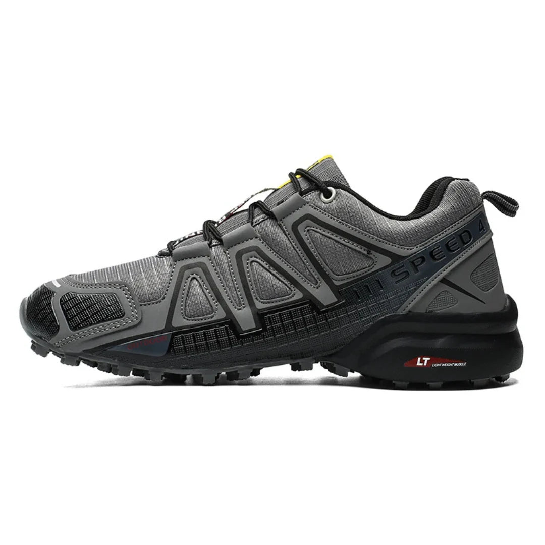 SpeedCross IV trainers close-up of QuickLace system and secure fit technology.