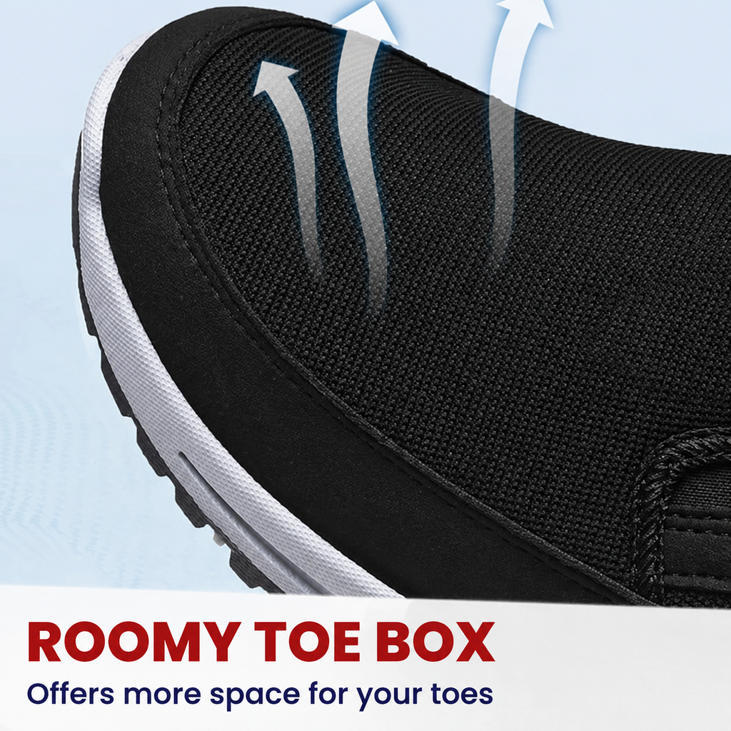 OrthoPro shoes side view highlighting breathable material and slip-on design