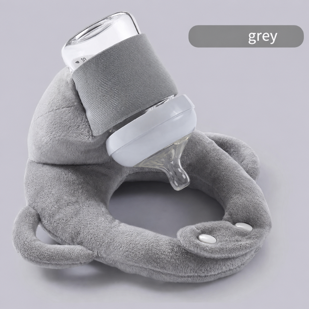 Side view of baby comfortably supported by feeding cushion pillow