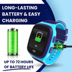 Technical specifications and battery details of the children's GPS watch