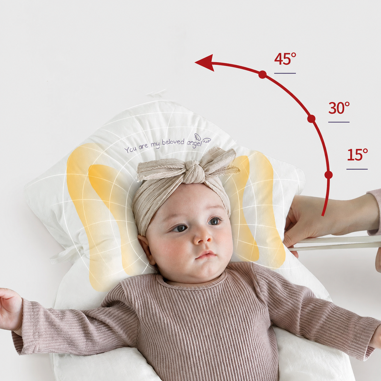 Modish-Vogue Ergonomic Baby Sleep Cushion in use, highlighting the breathable and hypoallergenic materials.