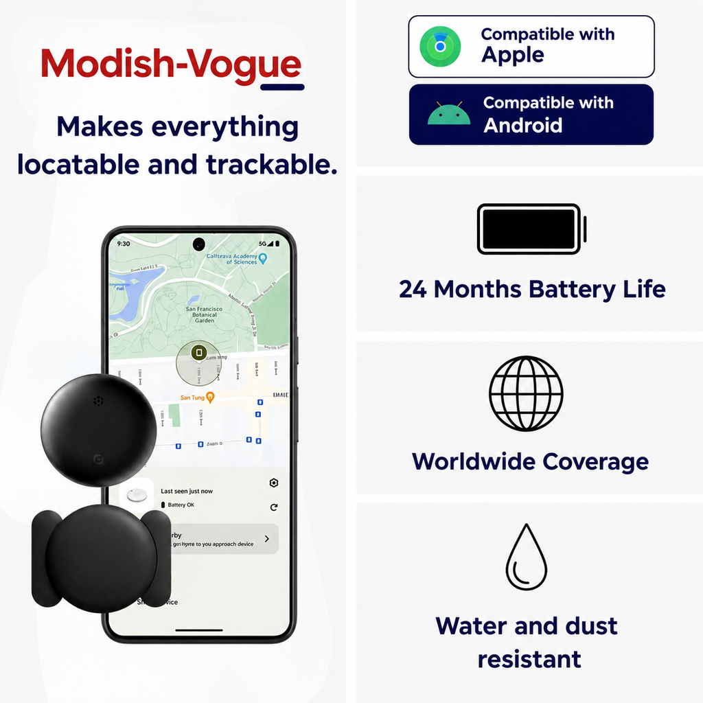 Complete GPS pet tracker package including AirTag-style holder and pack of 5 CR2032 batteries.