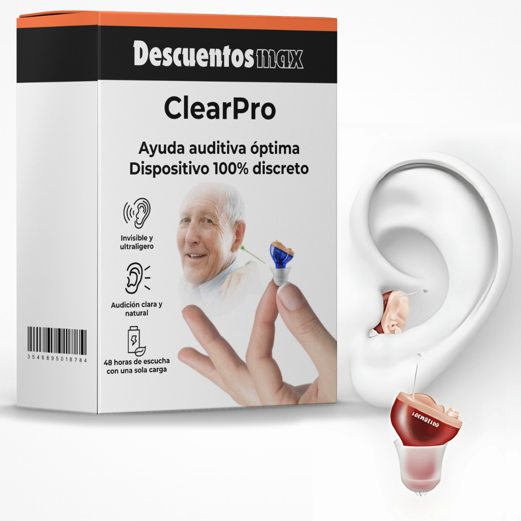 ClearPro hearing amplifier being worn discreetly in ear