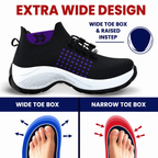 Person wearing Orthofit trainers during daily activities, demonstrating all-day comfort