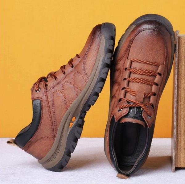 Men's orthopaedic boots detail view highlighting anti-slip rubber sole and durable construction