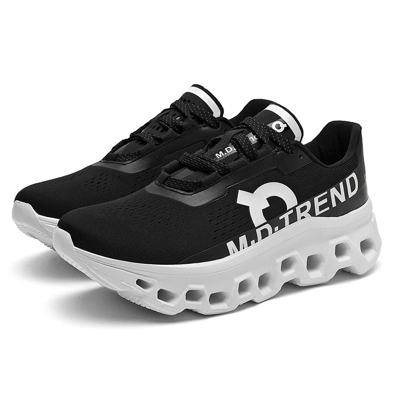 SKYLACE trainers in Black colourway paired with casual athletic wear