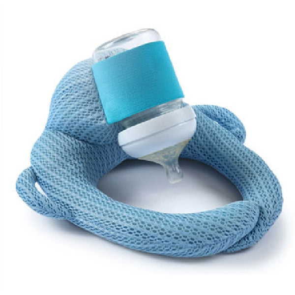 Hands-free feeding with Baby Bottle Holder Pillow in grey velvet