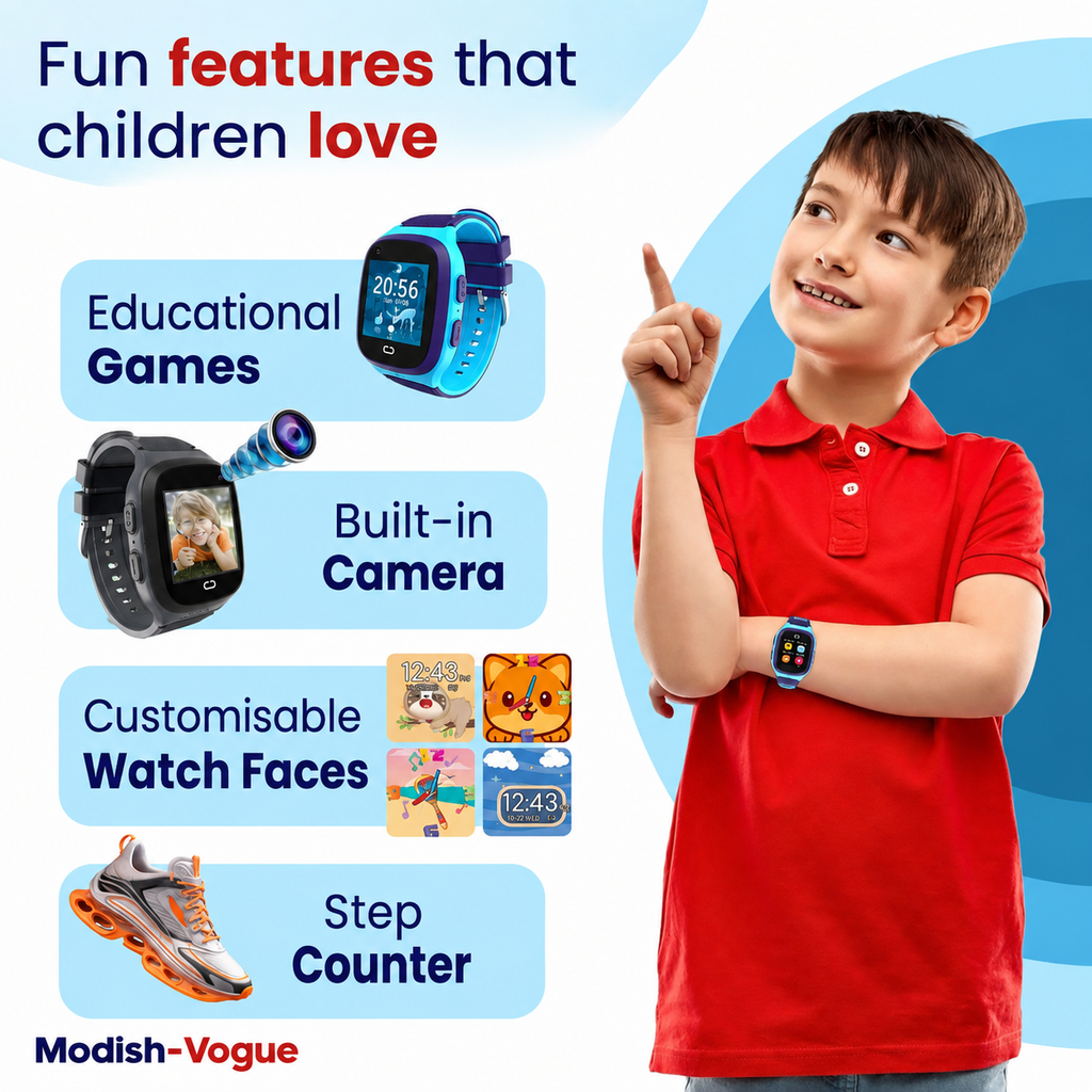 Children's smart watch with heart rate monitor and pedometer sports functions