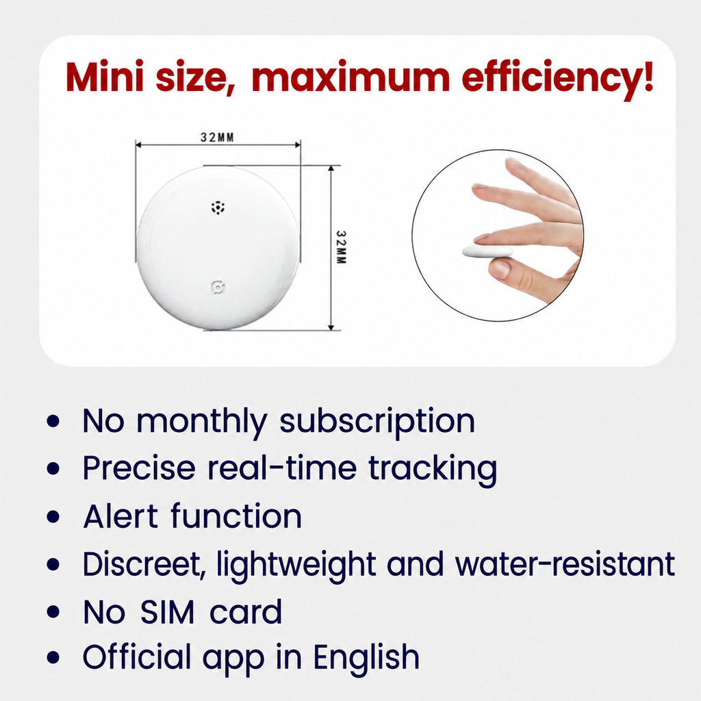 GPS Tracker for Bicycle with No Subscription – Compatible with Android & iOS Find My – Anti-Theft Security