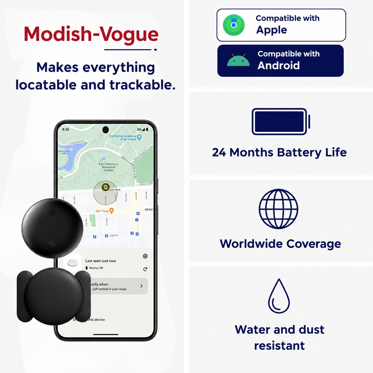 GPS Tracker for Elderly – No Subscription – Compatible with iPhone & Android