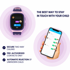 Safe zone alert notification on parent's smartphone from kids' GPS watch
