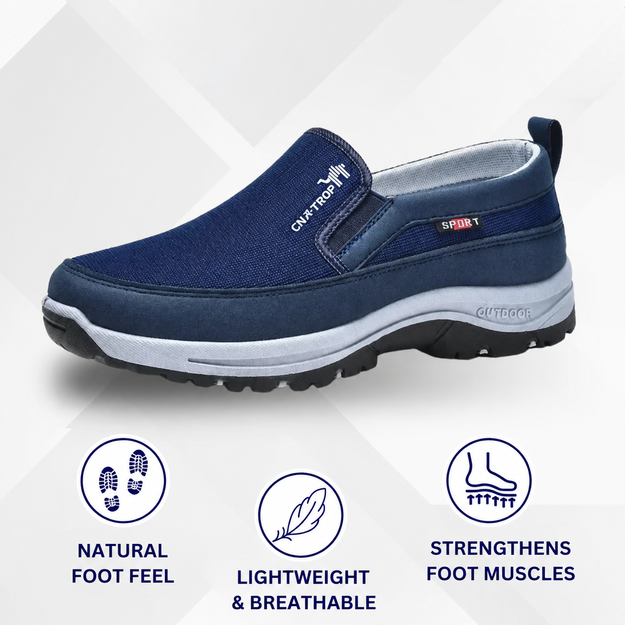 OrthoPro slip-on shoes in black colour on neutral background