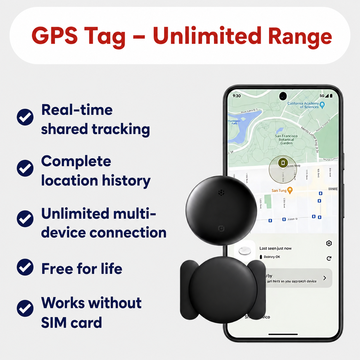Discreet GPS Dog Tracker – Global Tracking with Apple & Android Find My – No Monthly Fees