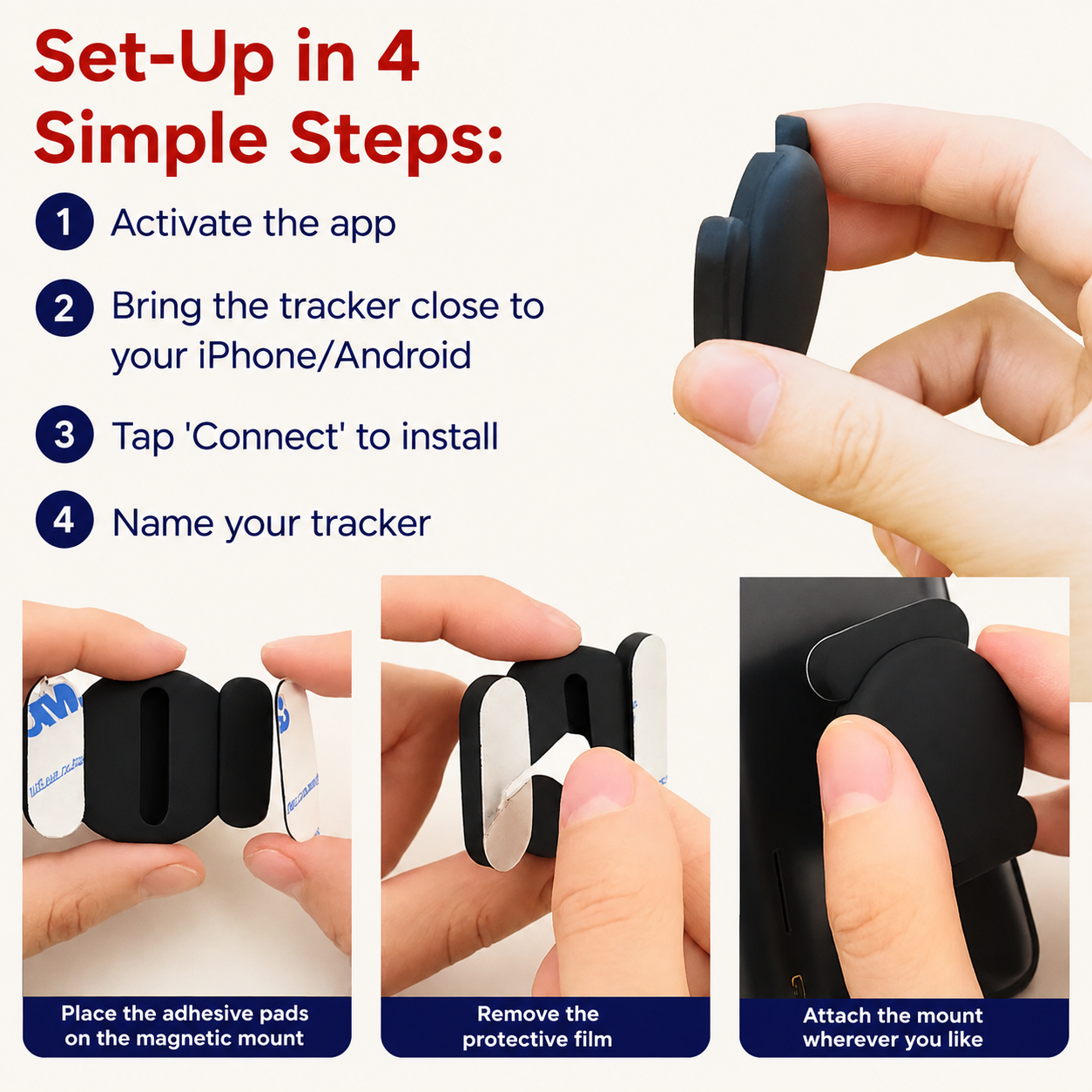 GPS Tracker for Elderly – No Subscription – Compatible with iPhone & Android