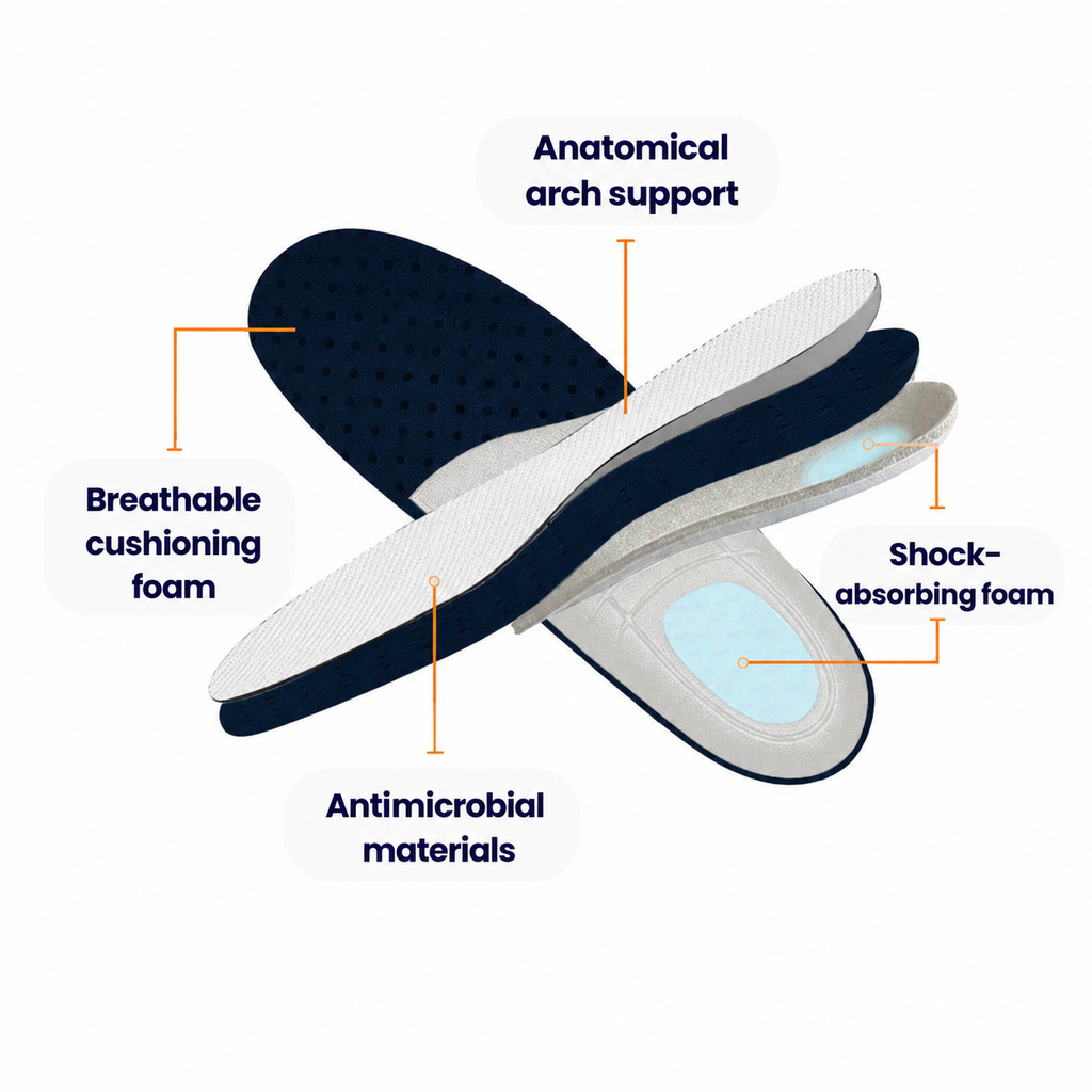 Orthofit trainers being worn for walking, illustrating pain relief and improved gait