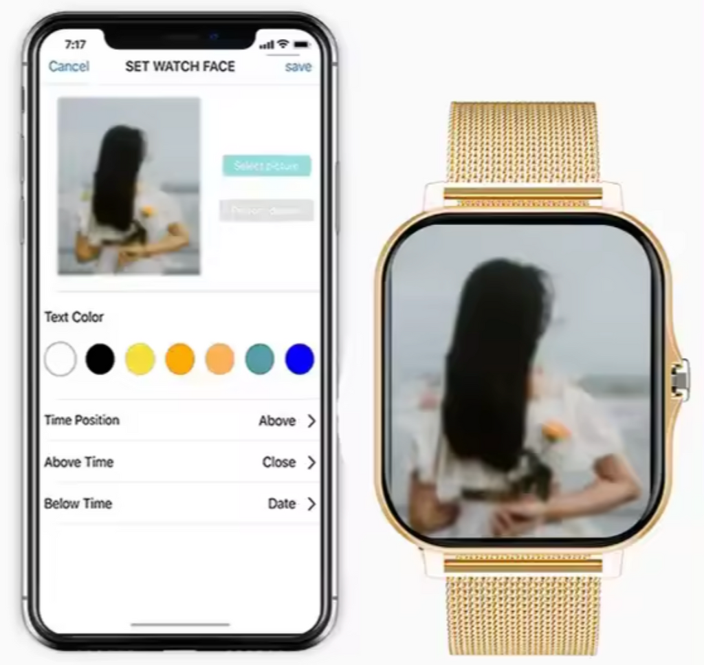 Smartwatch for Women packaging contents including watch, charging cable and user guide