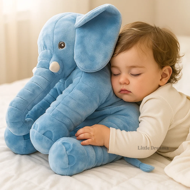 Grey elephant plush pillow in 60 cm giant size for toddlers