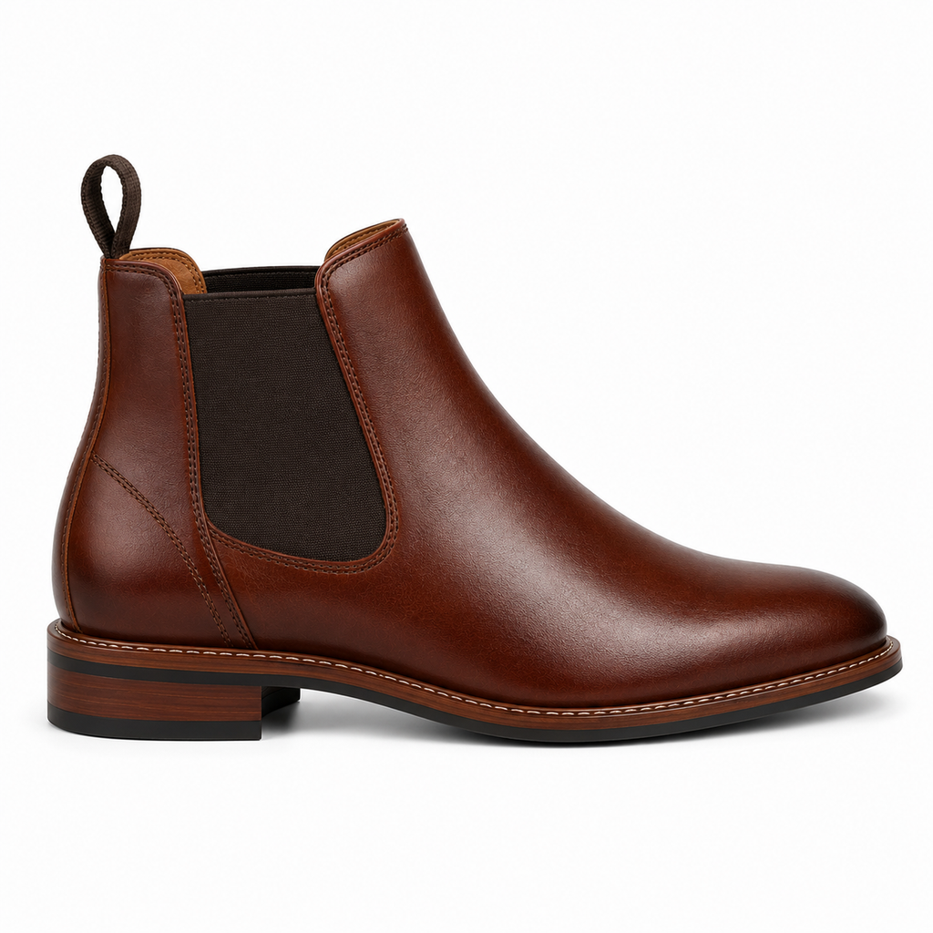 Men’s Burgundy & Navy Chelsea Boots – Two-Tone Burnished Design