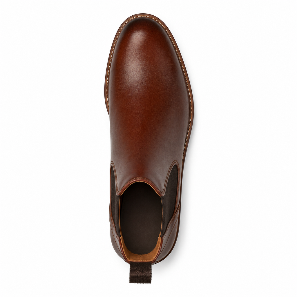 Men’s Burgundy & Navy Chelsea Boots – Two-Tone Burnished Design