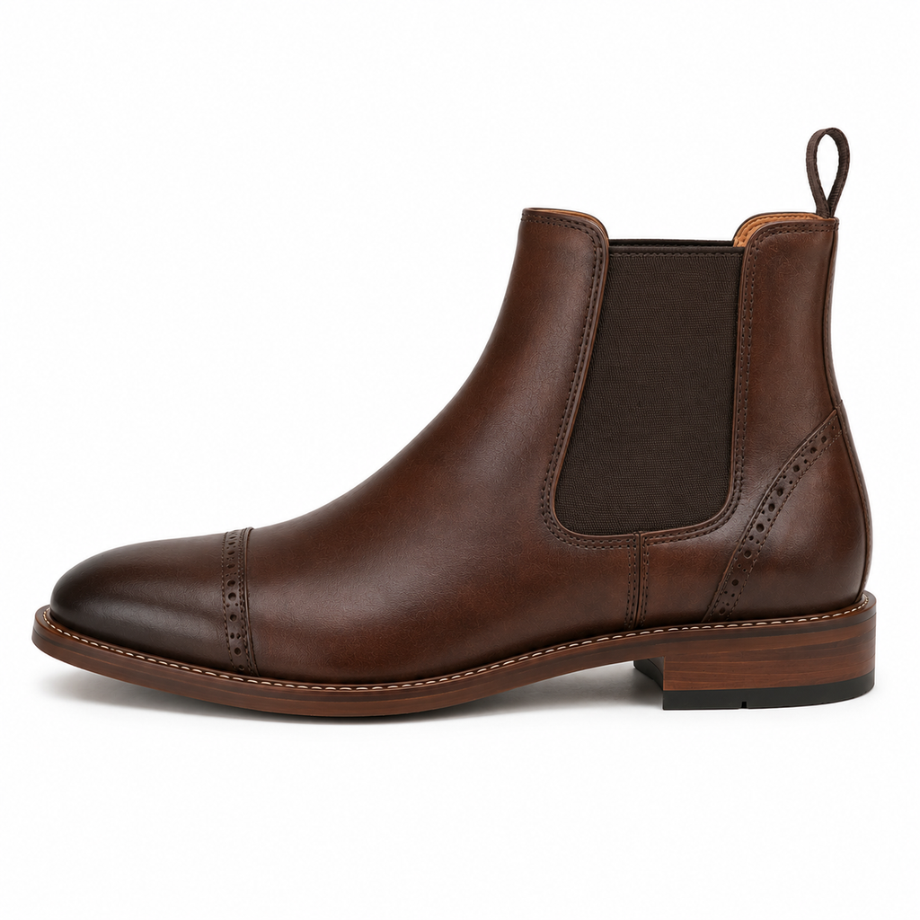 Men’s Dark Brown Chelsea Boots – Cap Toe Design