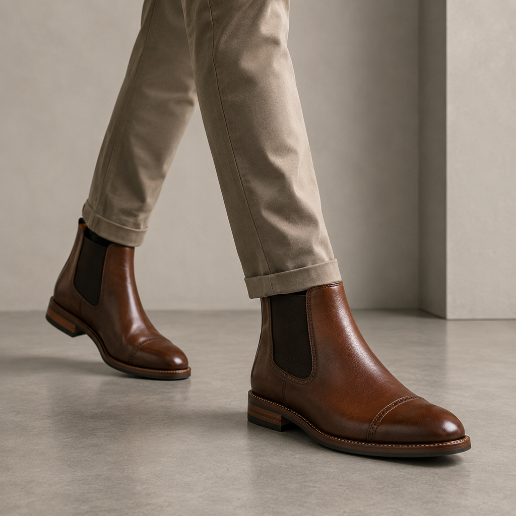Men’s Dark Brown Chelsea Boots – Cap Toe Design