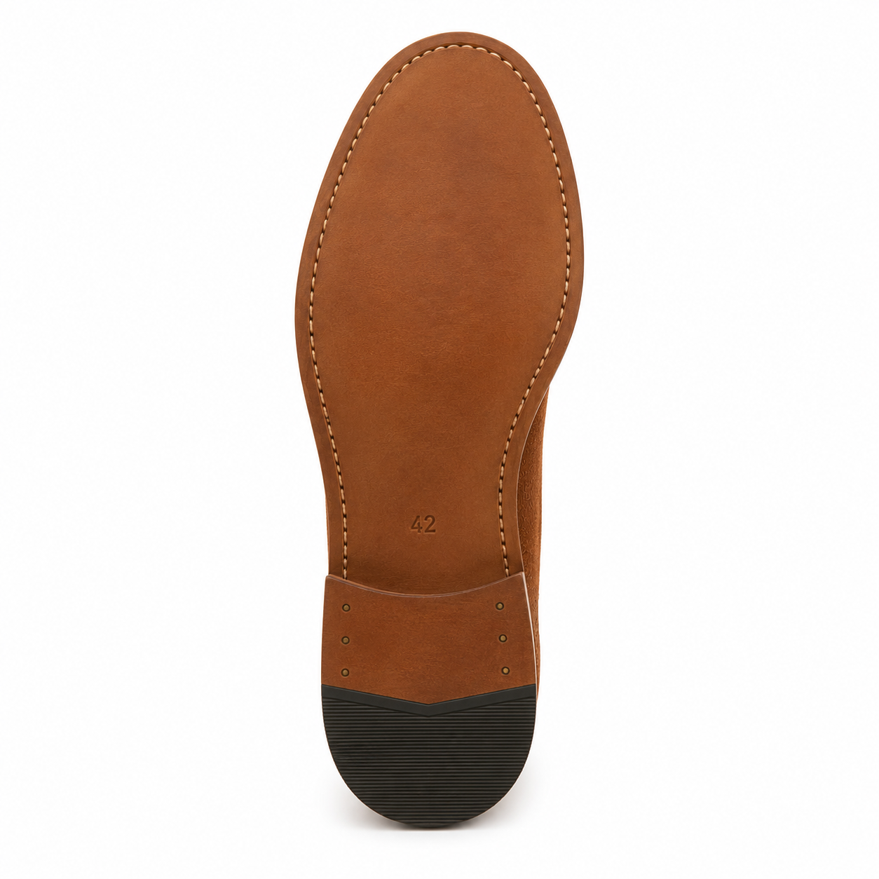 Men’s Tan Suede Chelsea Boots – Brogue Cap Toe Design