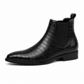 Men’s Black Chelsea Boots – Crocodile Embossed Finish