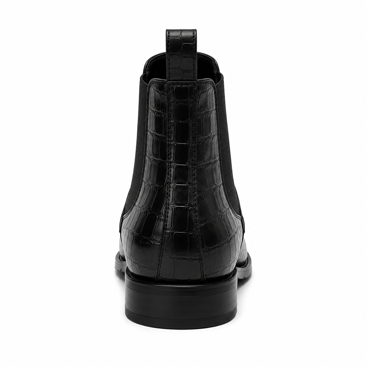 Men’s Black Chelsea Boots – Crocodile Embossed Finish