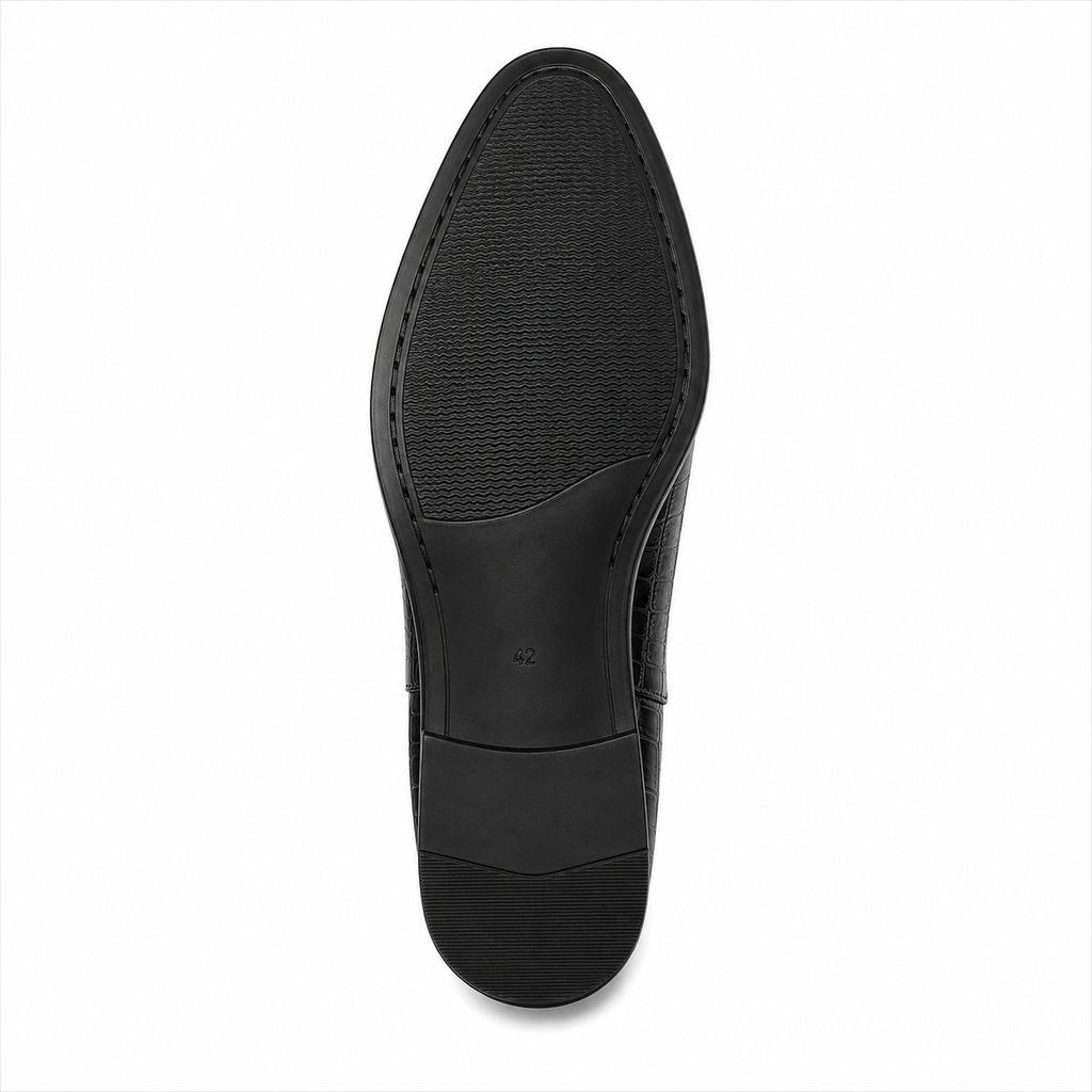 Men’s Black Chelsea Boots – Crocodile Embossed Finish