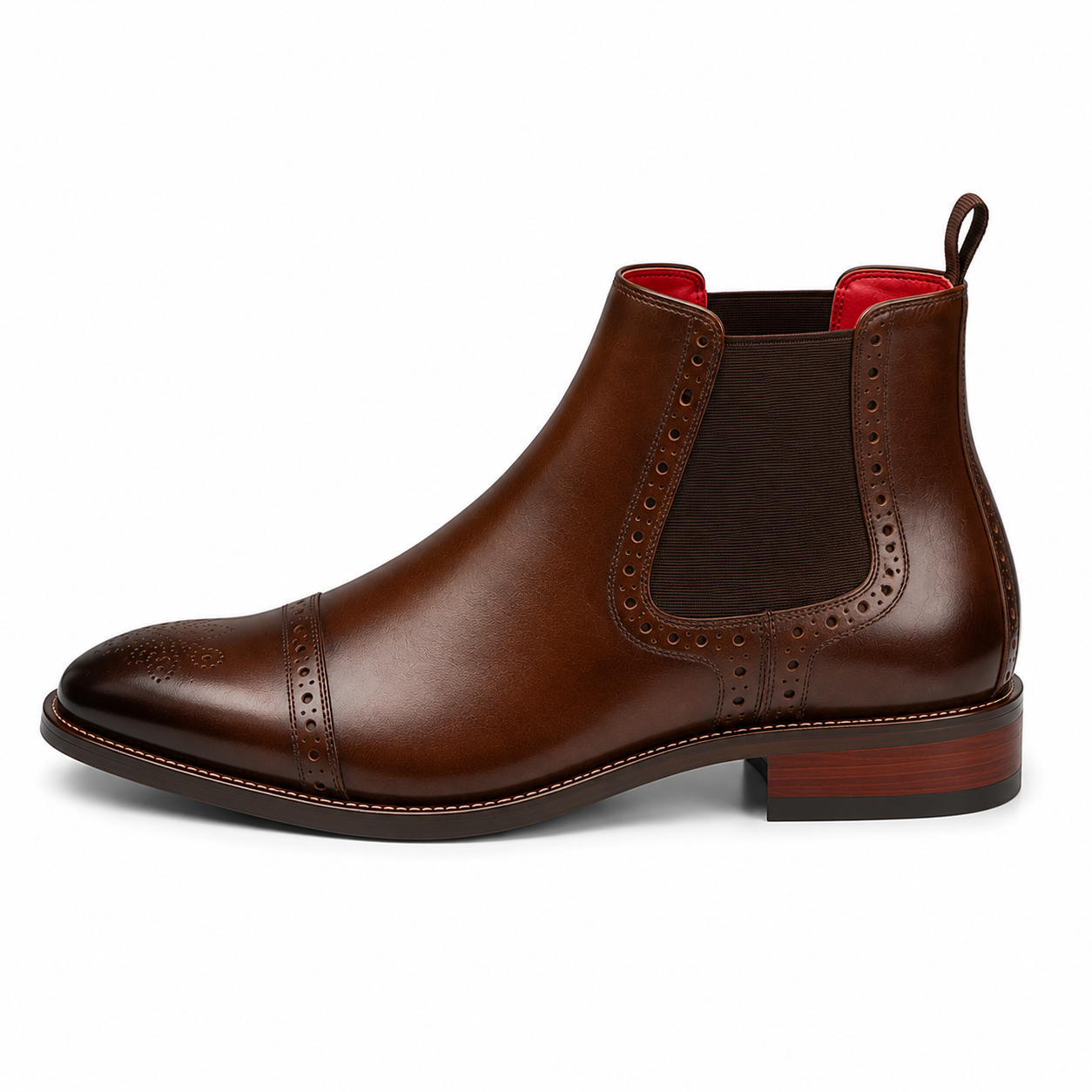 Men’s Brown Chelsea Boots – Brogue Wingtip Design