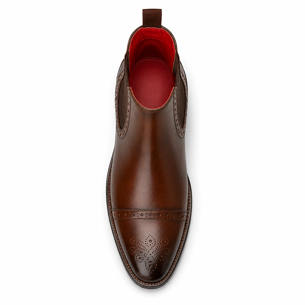 Men’s Brown Chelsea Boots – Brogue Wingtip Design