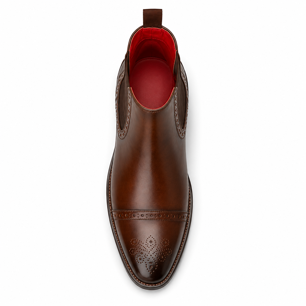 Men’s Brown Chelsea Boots – Brogue Wingtip Design