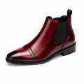 Men’s Burgundy Chelsea Boots – Brogue Cap Toe Design