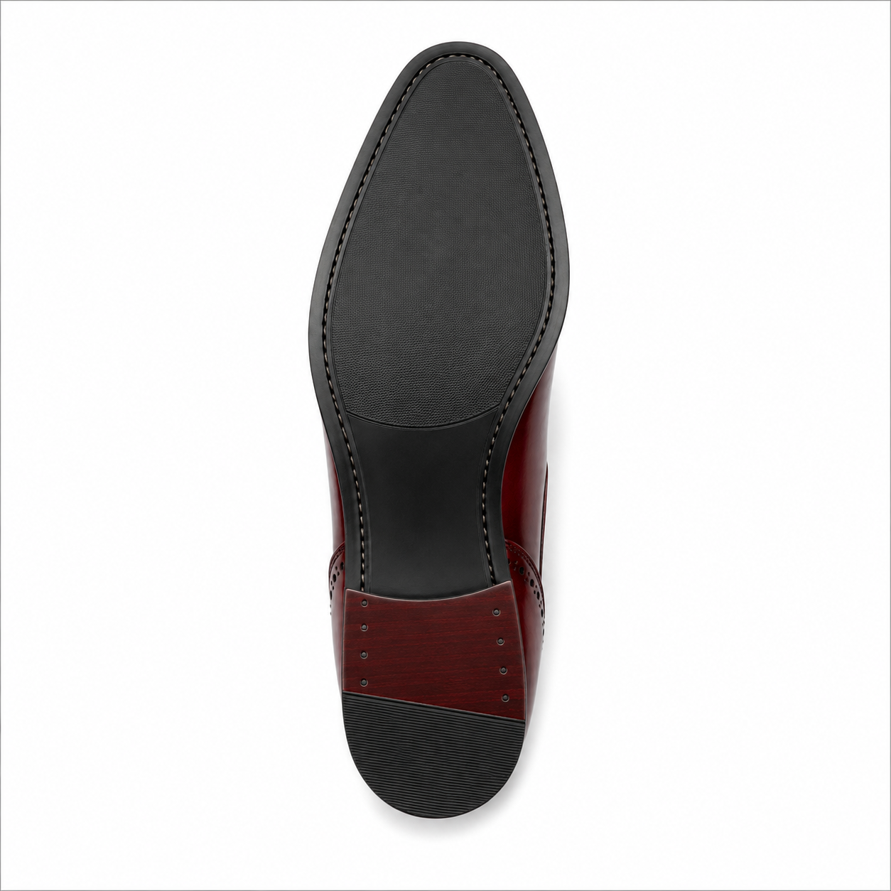 Men’s Burgundy Chelsea Boots – Brogue Cap Toe Design